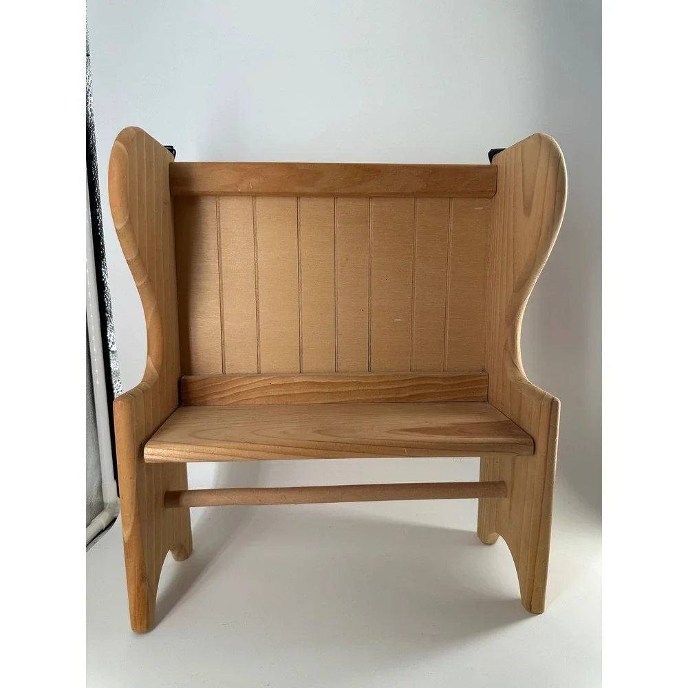 Handmade Rustic Pine Wood Settle Bench Wall Shelf Farmhouse Wingback Display